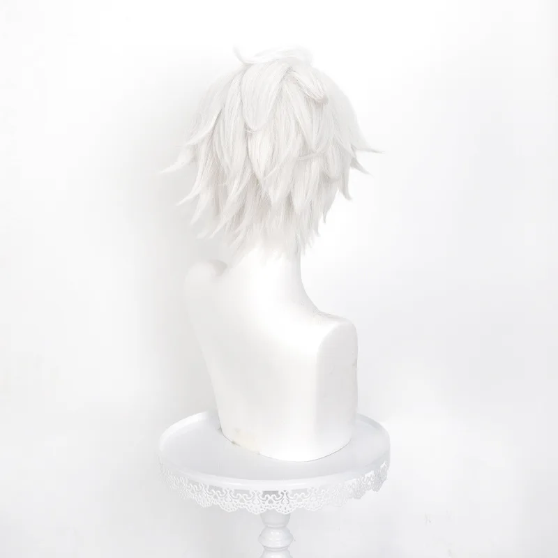 Anime Witch Hat Atelier Wizard Qifrey Cosplay Wig Silver White Short Hair For Men Women Halloween Party Carnival Role Play Props view 5