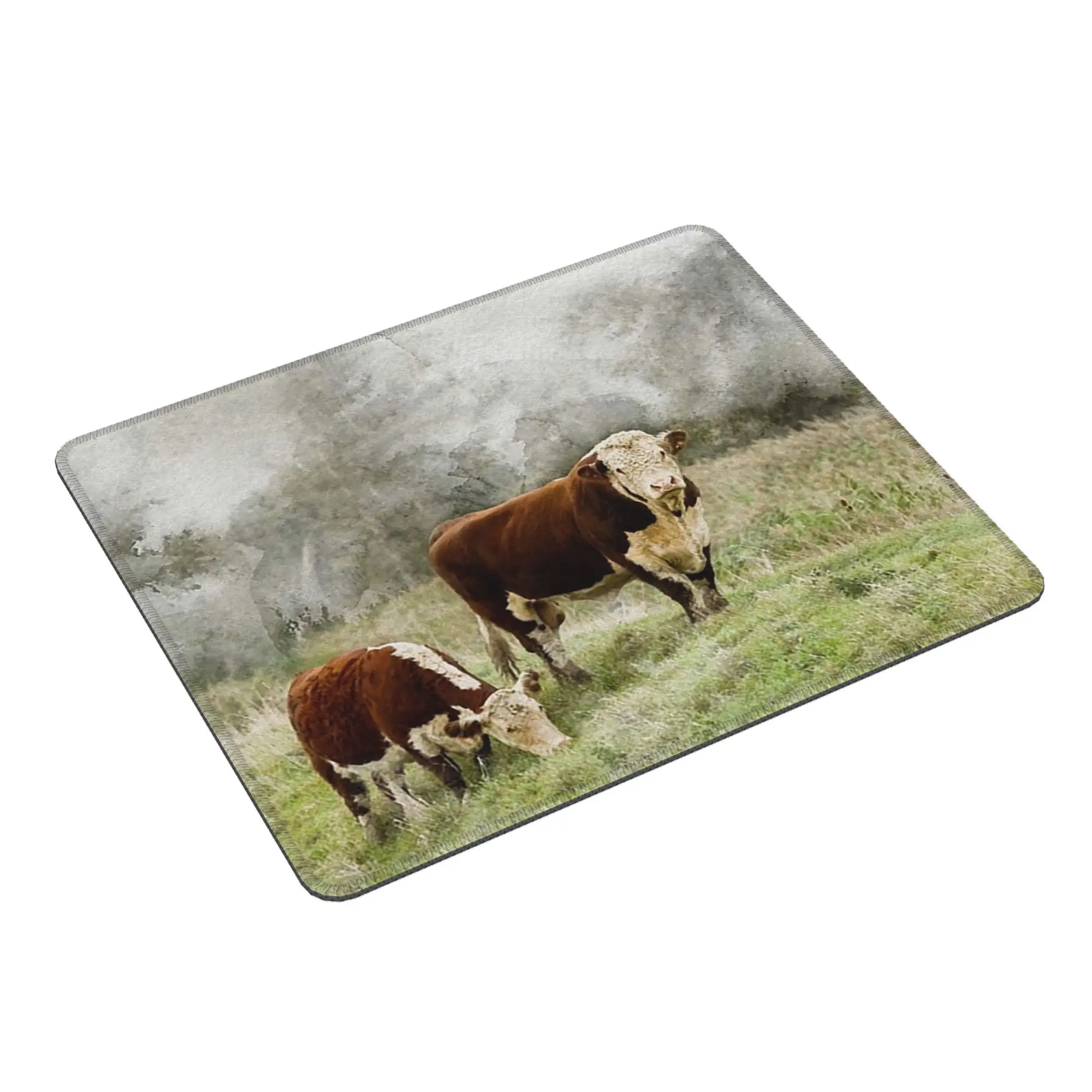 

Hereford Bull and Cow Watercolour Photograph Mouse Pad Computer Keyboard Mouse Mat Gaming PC Laptop Desk Mat Office Table Mats