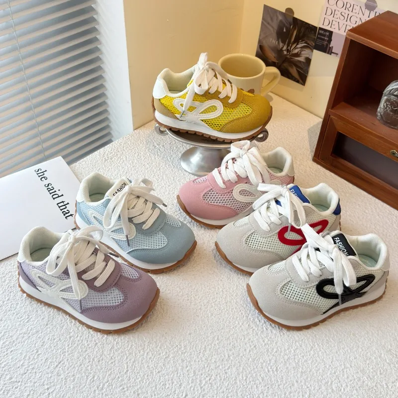 

2025 г., детская брендовая повседневная обувь, модные кроссовки для маленьких девочек и мальчиков, Нескользящая мягкая подошва, детская обувь для малышей, дышащие сетчатые кроссовки