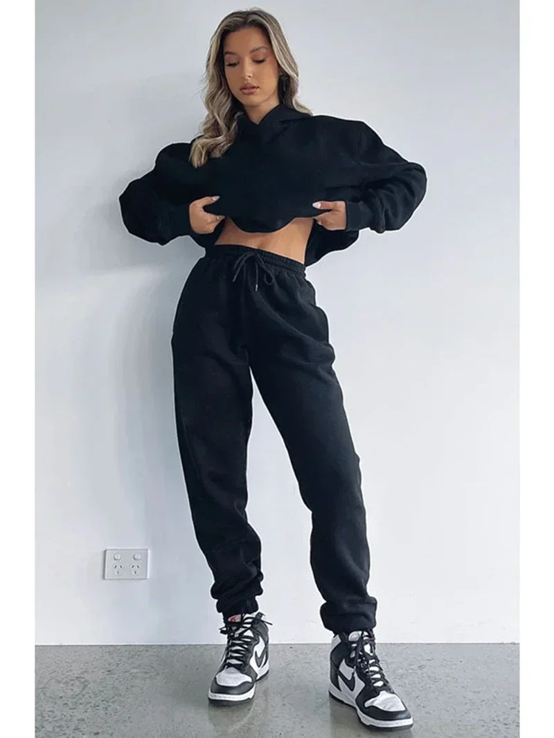 

Streetwear 2 Piece Sets Women Outfit Fall Clothes Women Hooded Pullover Sweatshirt Top and Pant Sets Casual Tracksuits Woman Set