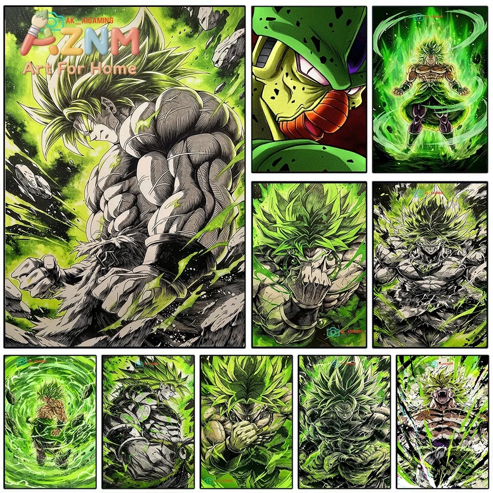 Dragon Ball Z Broly Legendary Super Saiyan Cell Green Power Aura Anime Canvas Wall Art Unframed Single Print Home Decor Gift