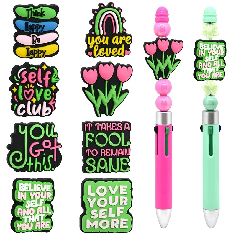 5/10PCS Focal Beads Silicone Phrase Love yourself Jewelry Making DIY Keychain Pendant Handmade Necklace Brooches Accessory