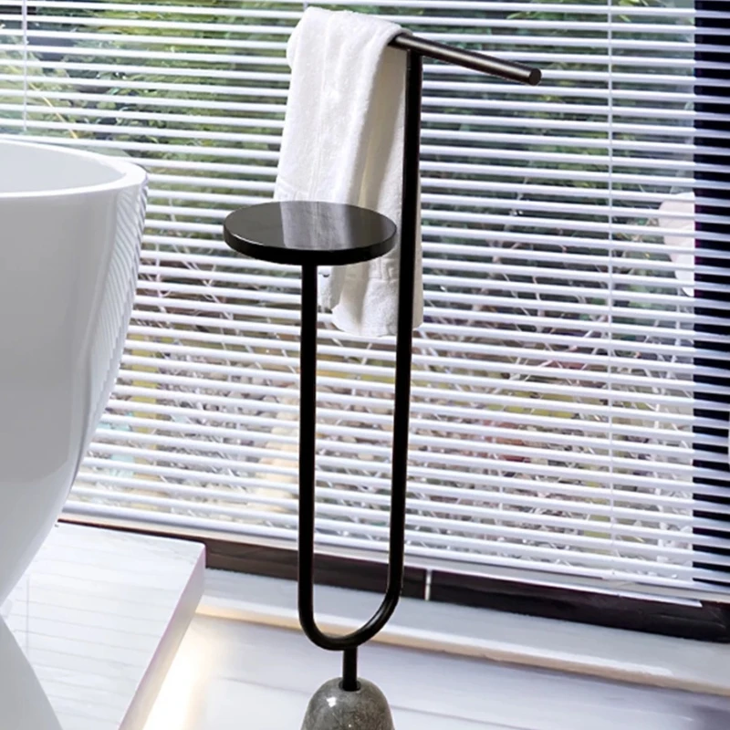 Bathtub rack Bathroom marble high-end stainless steel towel rack