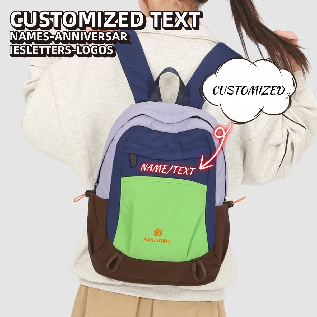 

Рюкзак женский легкий 2026 года с возможностью индивидуализации логотипа, водонепроницаемый, для активного отдыха, походов, с большим объемом для ноутбука, дорожный, маленький, персонализированный, DIY