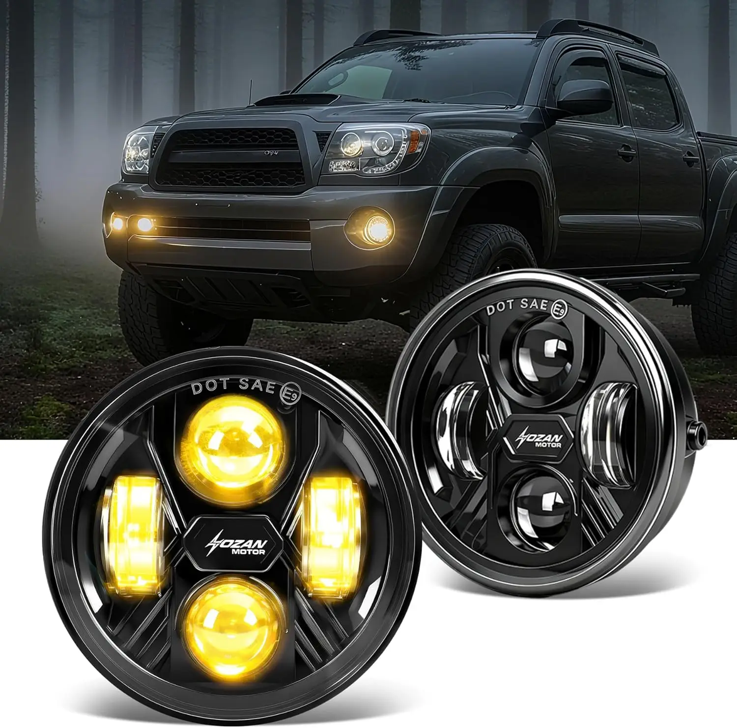 Amber LED Fog Lights for 2005-2011 Toyota Tacoma, 2004-2006 Solara, 2008-2015 Sequoia, 2007-2013 Tundra Accessories