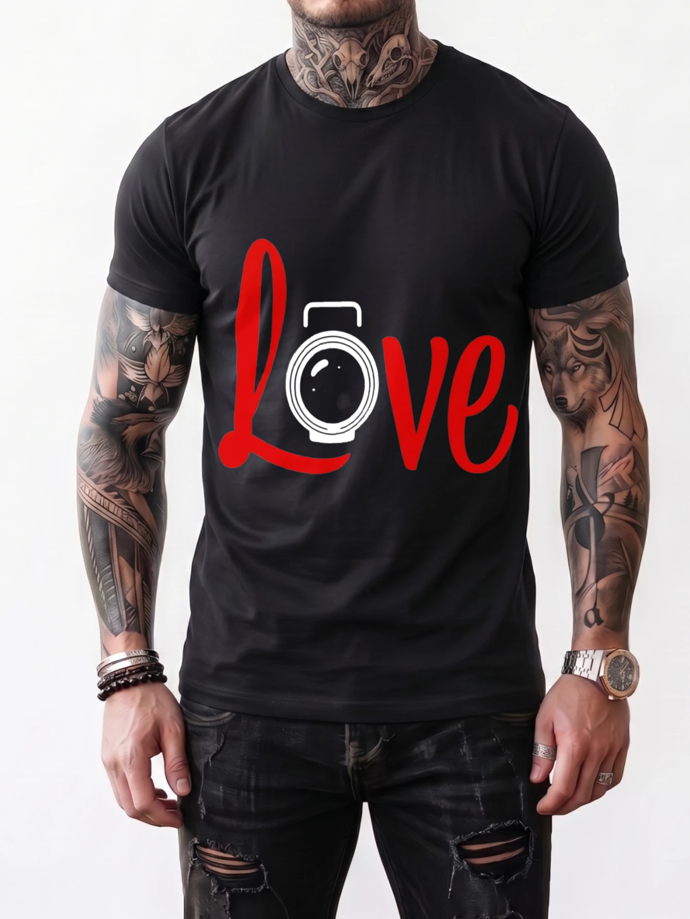 Camiseta de manga corta con cu - Photography Graphic Design reseña y precio