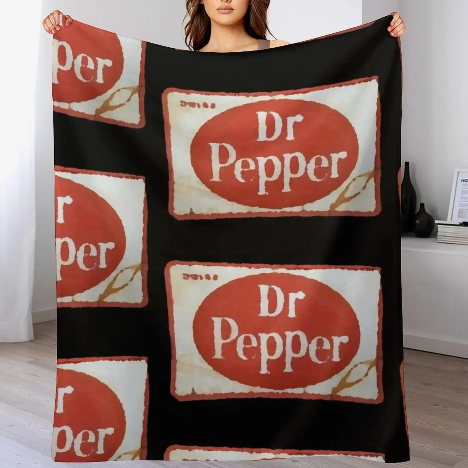 

Vintage Rusty Dr. Pepper Soda Sign Throw Blanket Warm Accent Blanket for Living Room Decoration