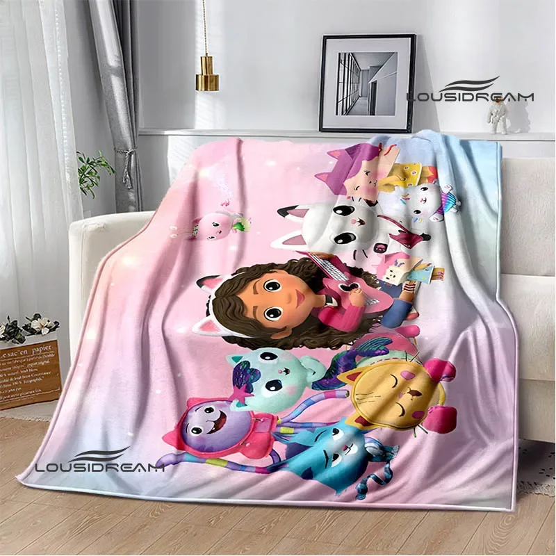 

Gabby's Dollhouse Cute Anime Printed blankets Picnic blanket Flannel Warm blanket Travel Blankets bed linings Birthday Gift