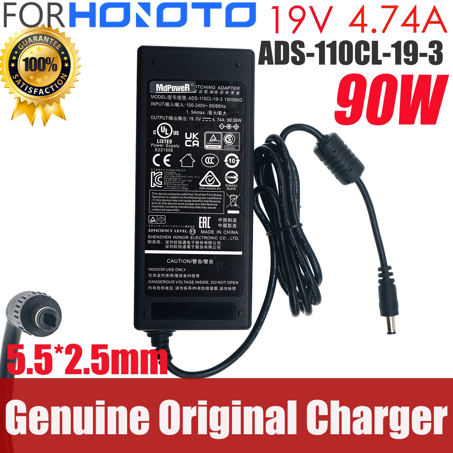 

New Original HOIOTO 19V 4.74A AC/DC Adapte ADS-110CL-19-3 190090G Charger for MSI Optix Monitor Power Supply ADS-110DL-19-1