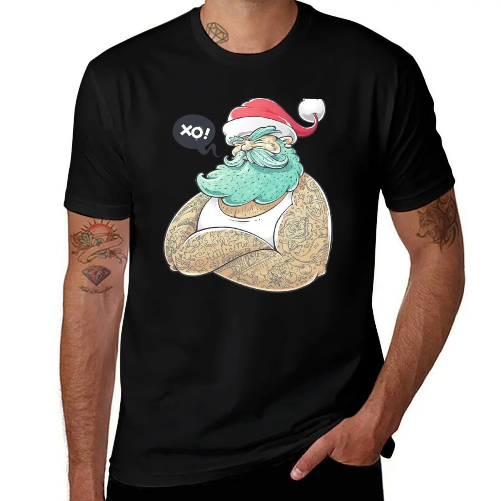 

Футболка Hipsta Claus, мужские футболки для мужчин, повседневные футболки с принтами, футболка