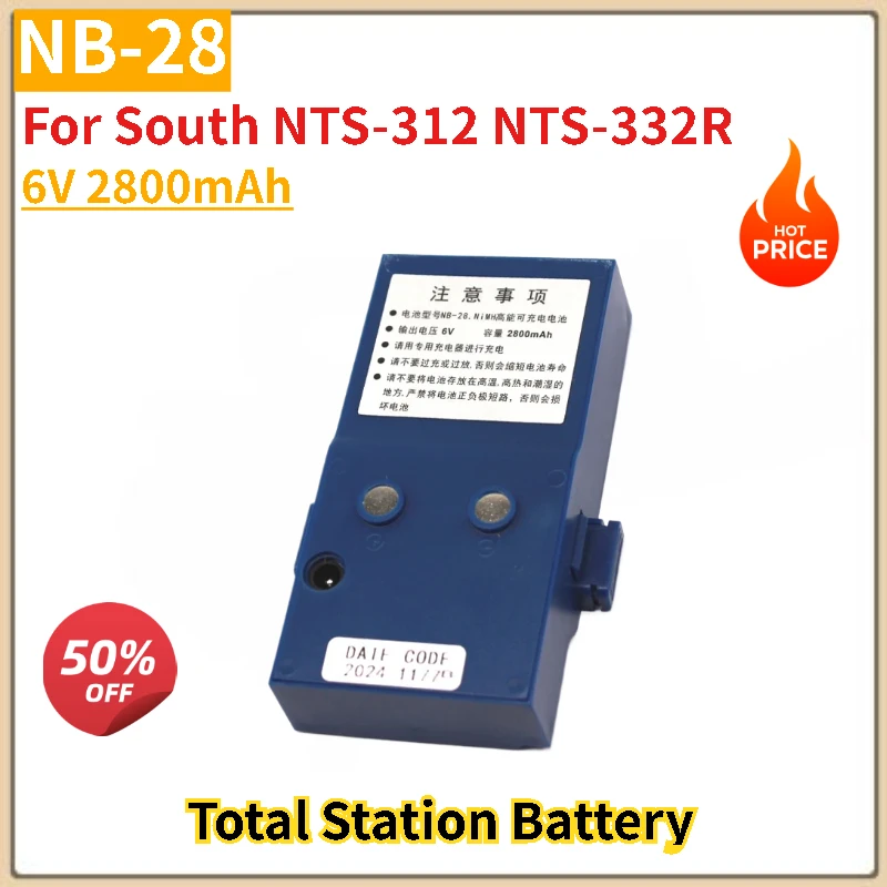

6V 2800mAh NB-28 Ni-MH Battery for South NTS-312/332R Total Station - Brand new and High quality