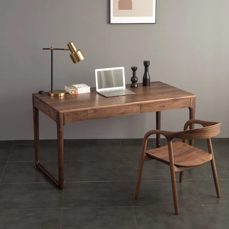 North American black walnut desk solid wood with drawers writing desk simple modern white