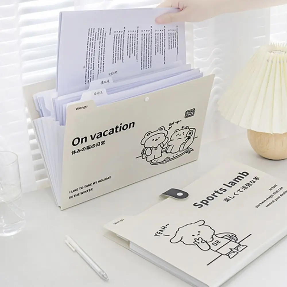 Thickened A4 File Folder Simple Waterproof 8 Pockets A4 Paper Storage Bag PP Large Capacity File Organizer School Office