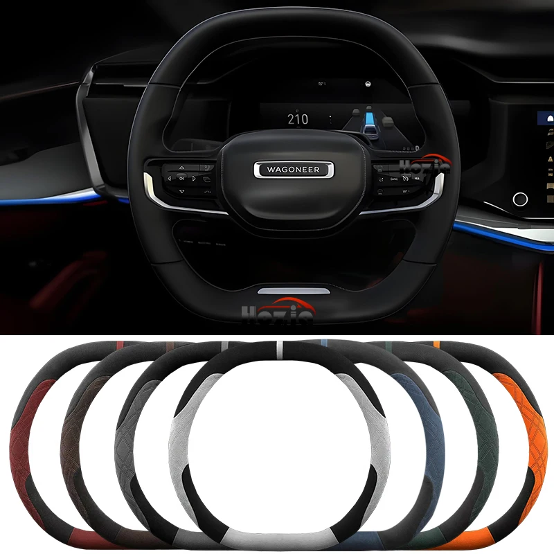 

Suede Leather Car Steering Wheel Cover for Jeep Wagoneer S 2024 2025 Non-slip Car-styling Auto Accessories