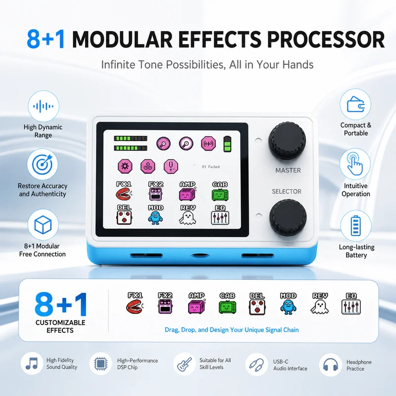 Livtra Nanocore Mini Multi Effects Processor Portable Pocket Guitar Effect Device 2.4 Inch Screen For Music Performance