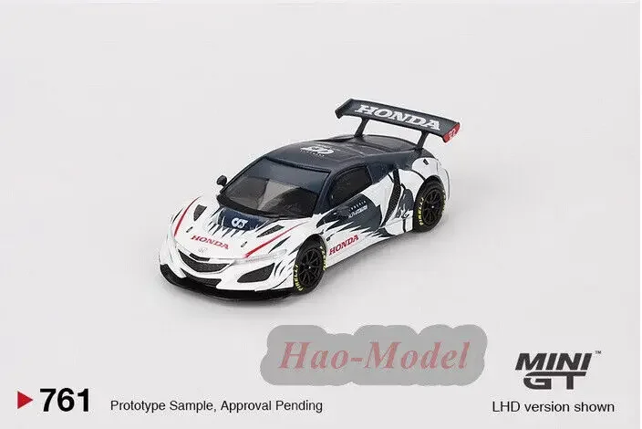 

MINIGT 1/64 для Honda NSX GT3 EVO AlphaTauri Yuki Tsunoda 2023, модель автомобиля из сплава, имитация игрушки для мальчиков, подарок, хобби, дисплей, украшения