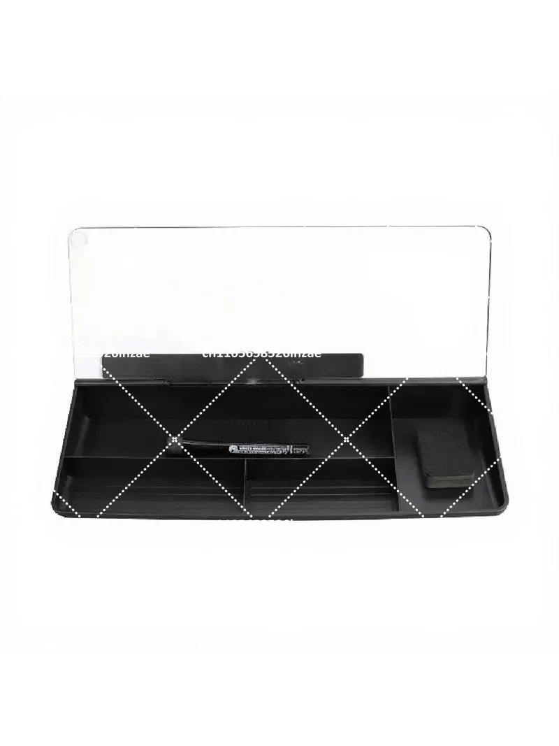 Erasable Desktop Glass Whiteboard Dark Gray Dual-Purpose Office Memo Board Storage Tool