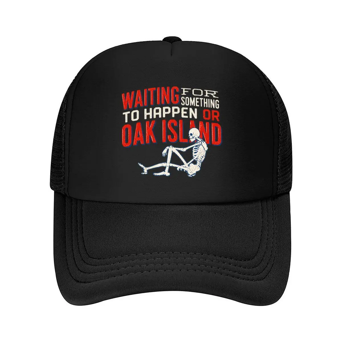 Waiting For Something To Happen Or Oak Island Skeleton Design Mesh Baseball Cap Hip Hop
