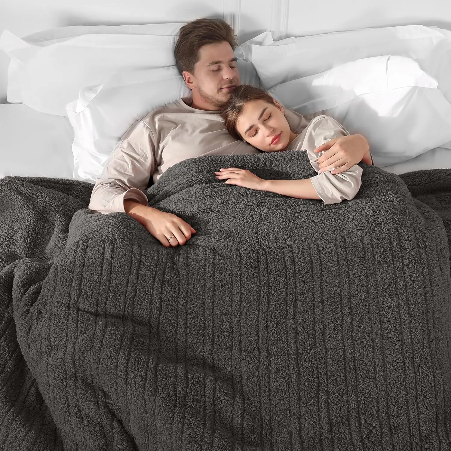 

Dual Control Electric Heated Blanket with 5 Heat Levels, Auto Shutoff, Washable Queen Size in Dark Gray