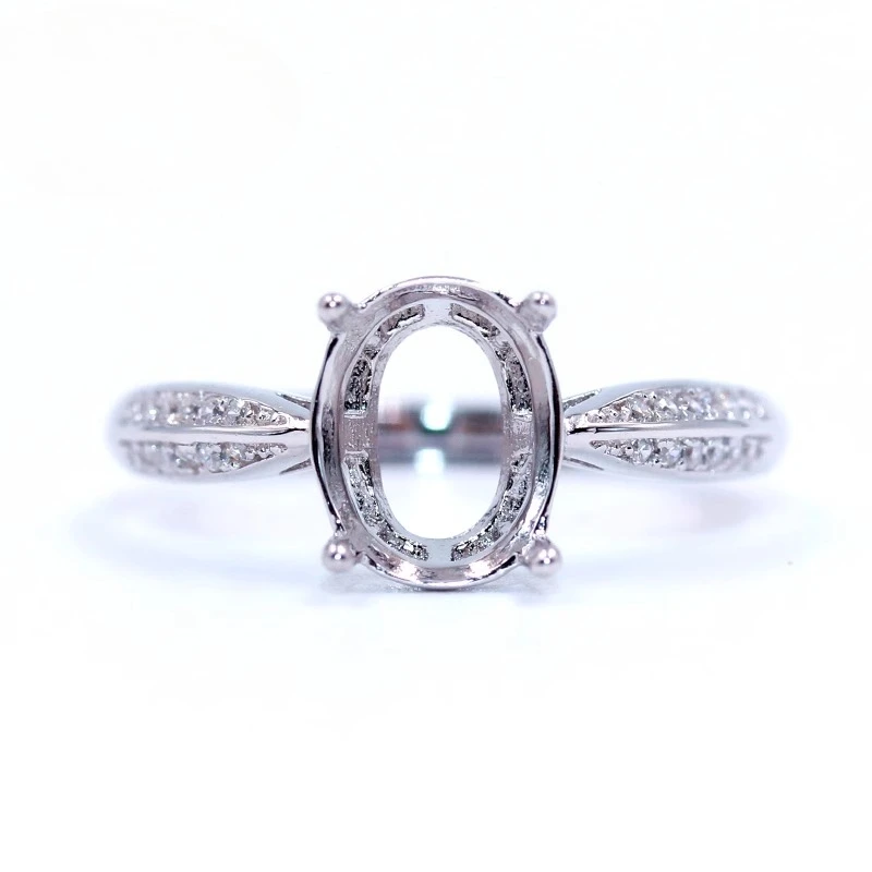 S925 Sterling Silver Ring Setting Base, Suitable for Oval Stones 4×5mm to 10×12mm, Adjustable DIY Jewelry Making Blank for Women