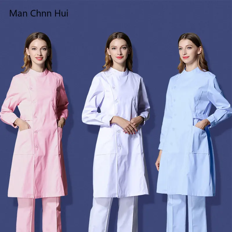 

Nurse Uniforms Hospital Medical Clothing Pet Shop Female Doctor Work Wear Clinical Suit Beautician Coat Long-Sleeved