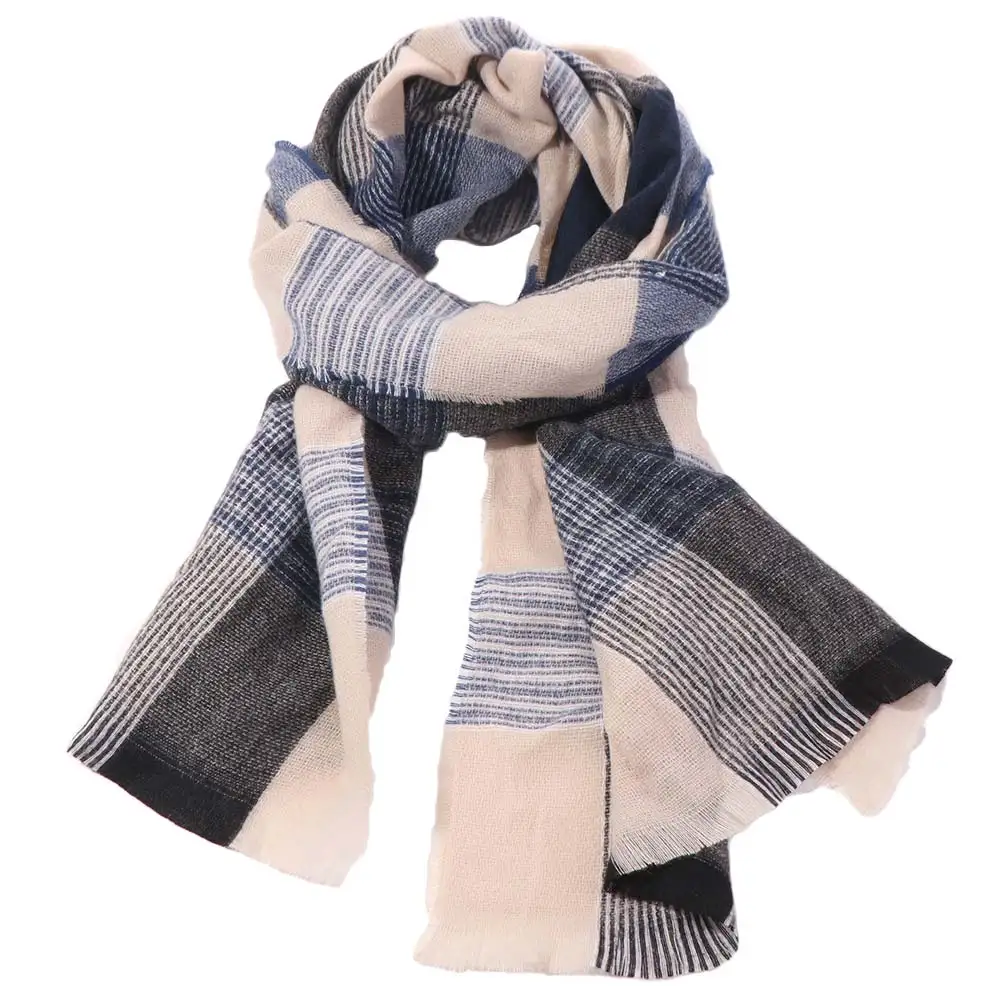 

Fashion Korean Men's Plaid Scarf Thicken Long Winter Plaid Scarf Warm Casual Checkered Scarf Gifts