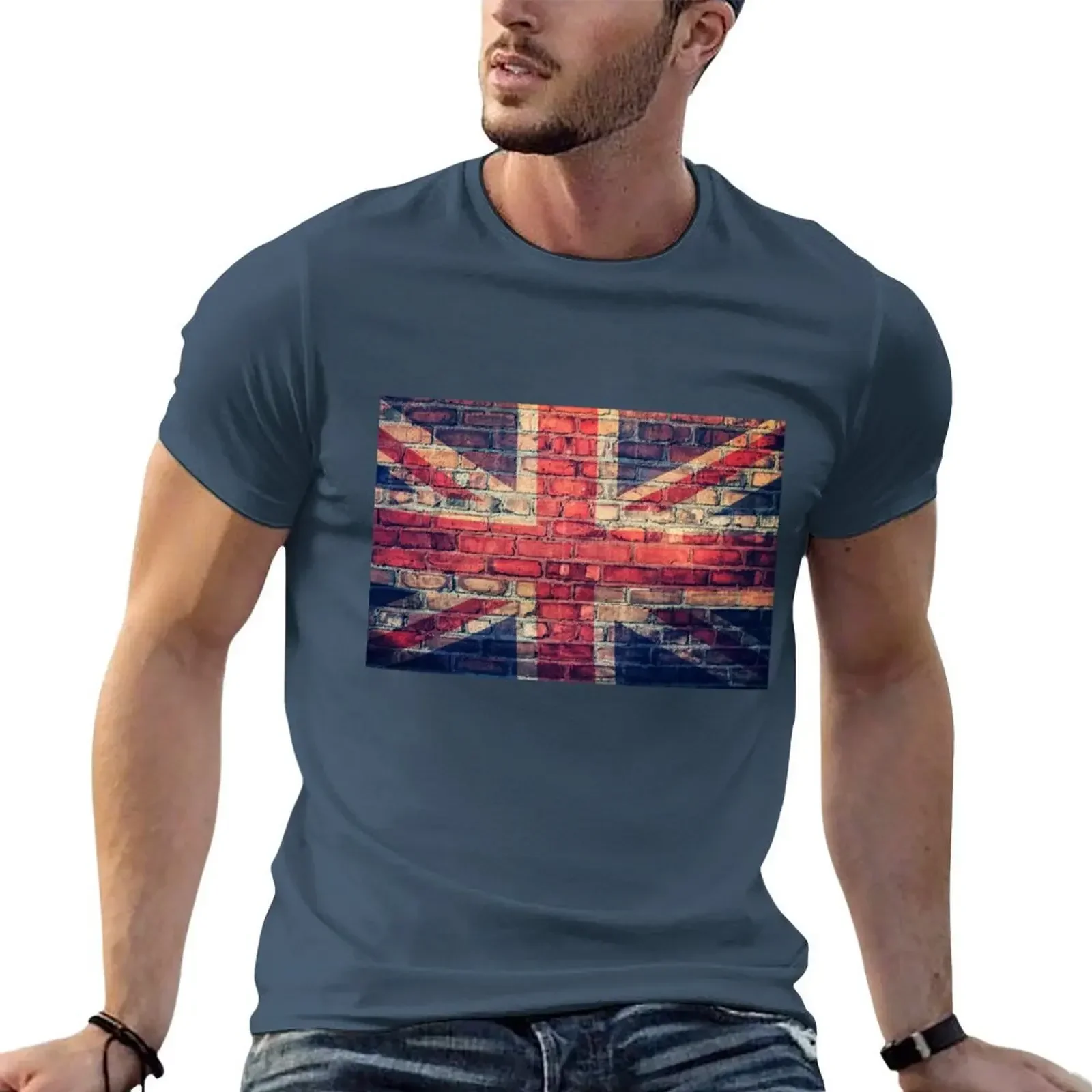 Union jack brick wall T-Shirt shirts graphic boys animal print shirts graphic tee oversized plain black t shirts men