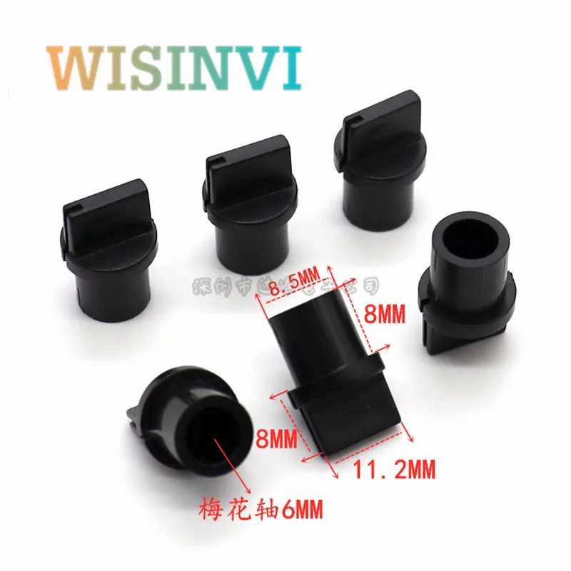 10PCS duckbilled Straight type knob Black flat knob 11.2mm*16mm potentiometer adjustment knob cap flower shaft inner hole 6mm