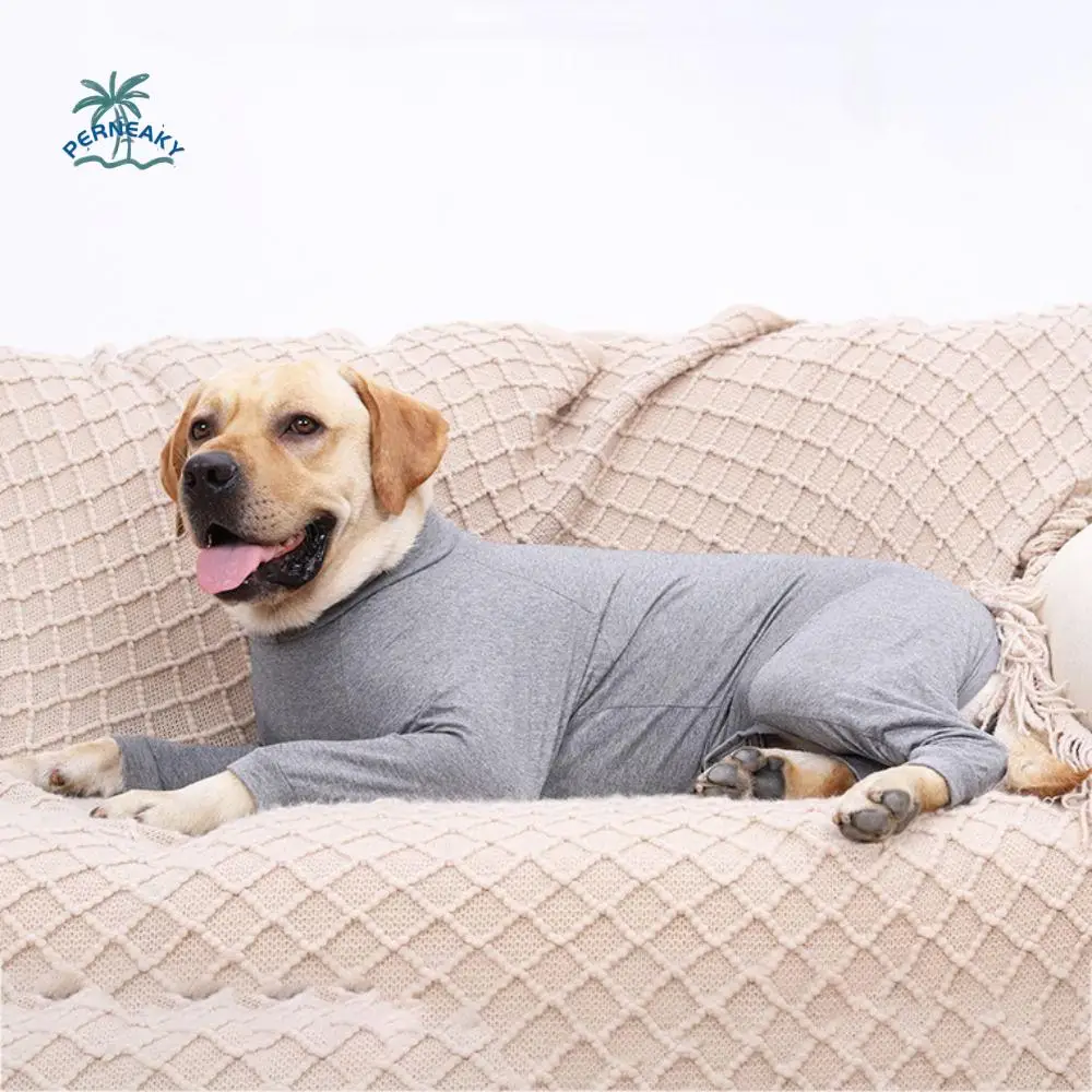 

Elastic Dog Physiological Suit Soft Warm Dog Recovery Suit Dog Pajamas Breathable Stripe Dog Jumpsuit For Autumn and Winter