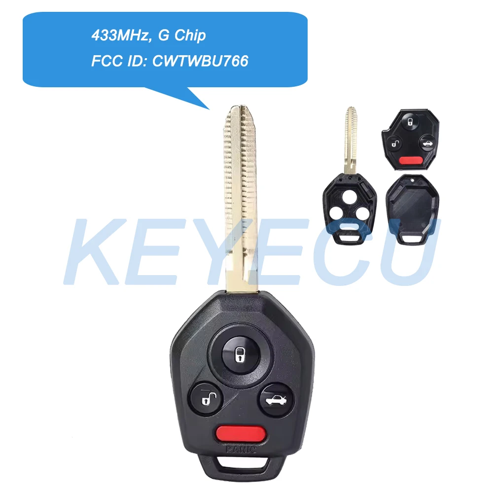 

Keyecu CWTWBU766 G Chip Дистанционный автомобильный брелок с 4 кнопками 433 МГц для Subaru XV Crosstrek STI WRX Impreza Forester, IC: 1788D-FWB766