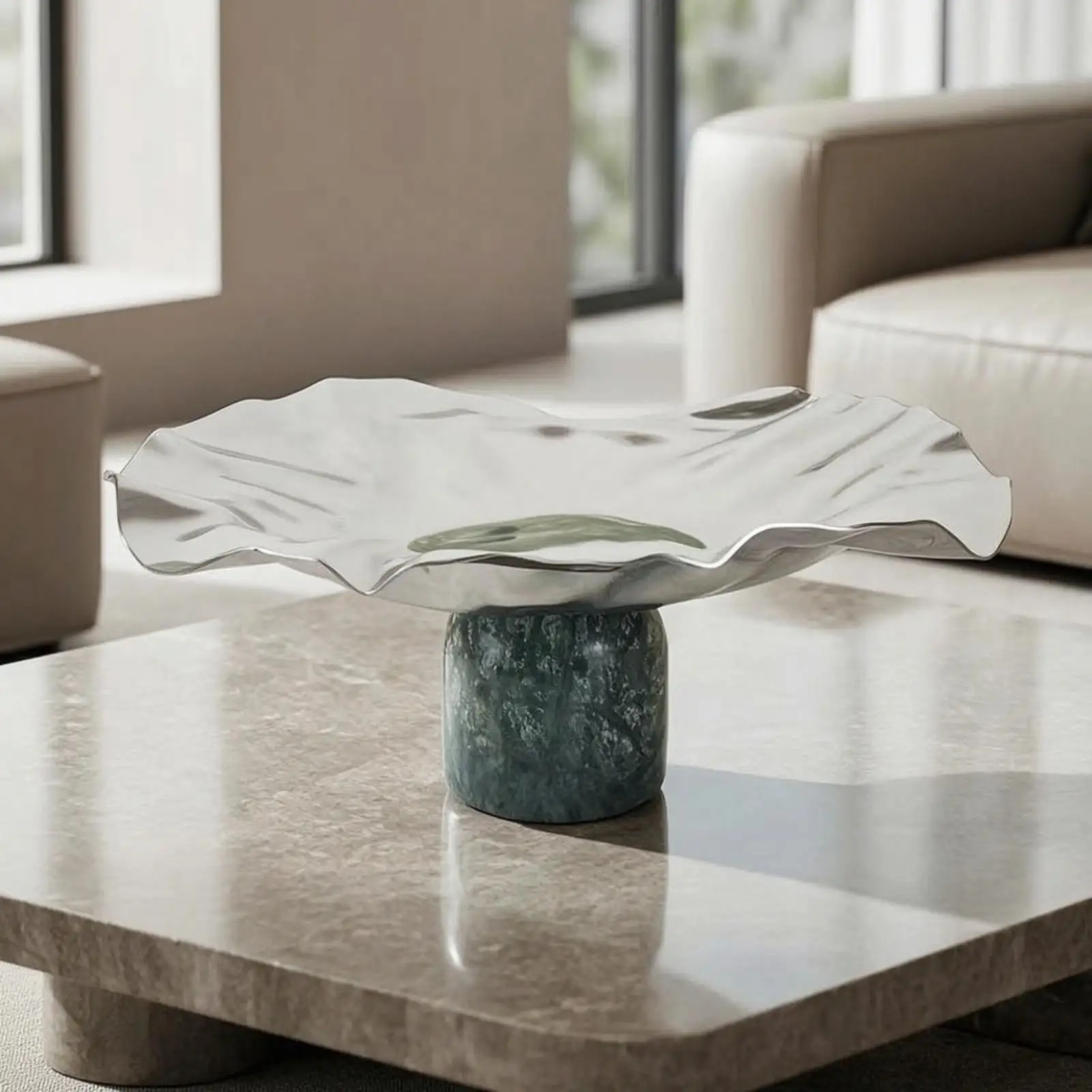 Contemporary Industrial Tray with Polished Shine Decorative Fruit Bowl Table Centerpiece Elegant Tray for Kitchen and Dining