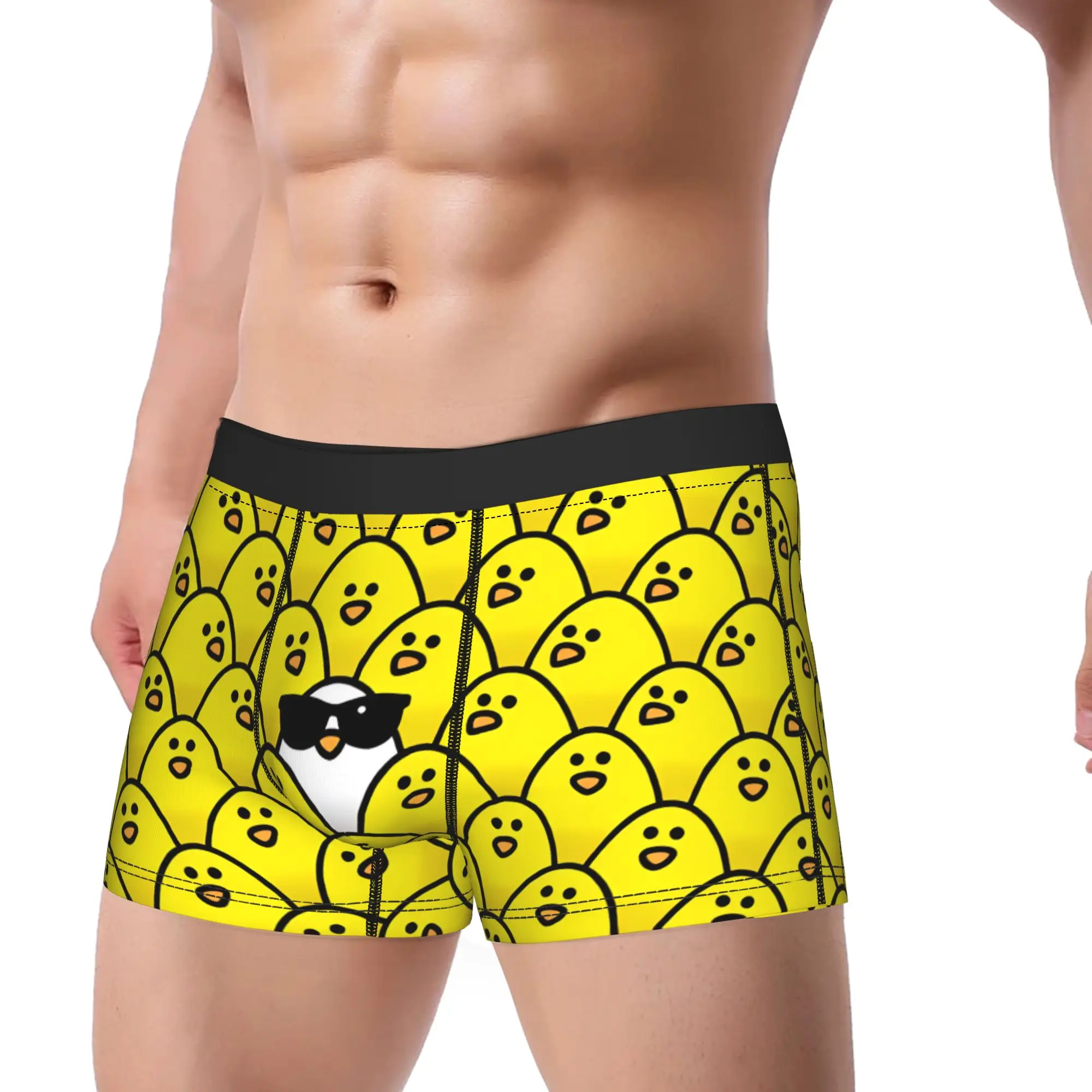 Yellow Birds With Sunglasses Underwear  Man Panties Custom Elastic Trunk High Quality Boxer Brief Large Size