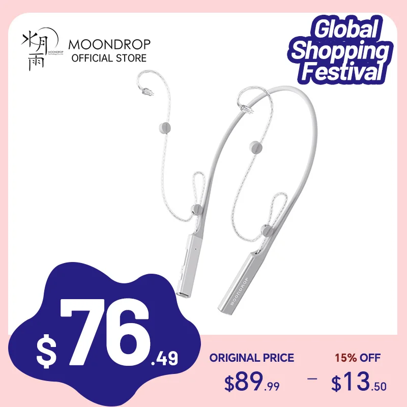 MOONDROP Littlewhite Neckband Bluetooth Cable Earphones CS43131 TWS Ear-hook HiFi Bluetooth Neckband for Earphone