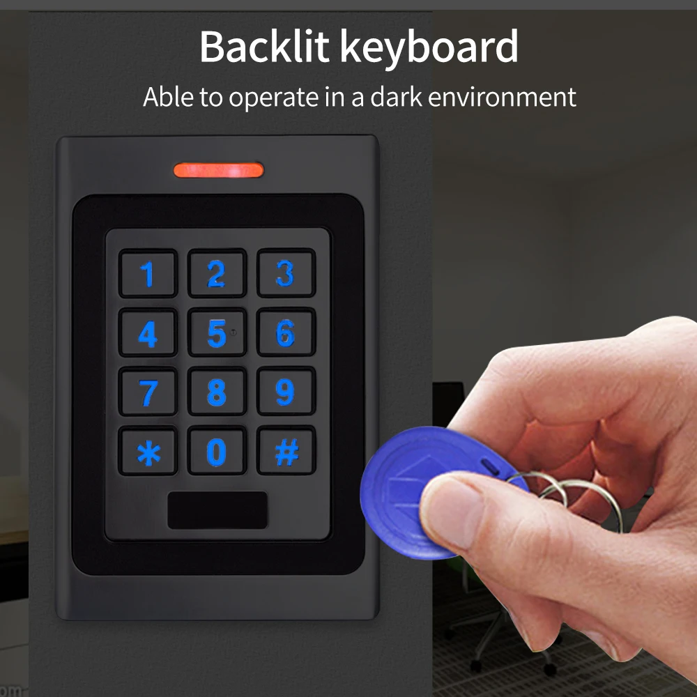 Zinc Alloy Access Control Keypad With 2 Relays to Control 2 Doors IP67 Waterproof DC 10-30V 125Khz RFID Card Double Door Opener
