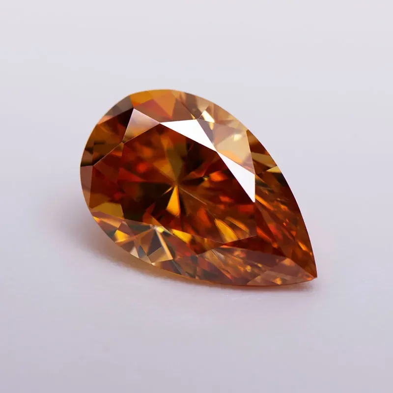 

NEW Moissanite Stone Champagne Color Pear Cut Lab Grown Diamond DIY Jewelry Making Materials With GRA Certificate Wholesale Pric