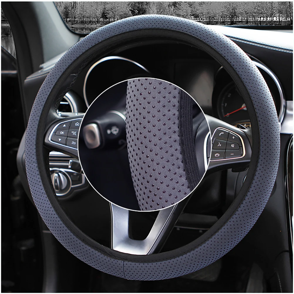 38cm Car Decor Steering Wheel Cover Interior Parts Protector Replacement Universal Knitted fabric Car-styling Anti-Slip covers