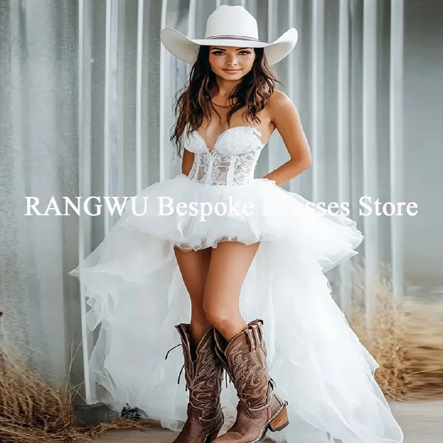 서부풍 러스틱 카우걸 웨딩드레스 2025 비치 보헤미안 신부 드레스 시빌 레이스 보헤미안 숏 브라이덜 드레스 맞춤 제작