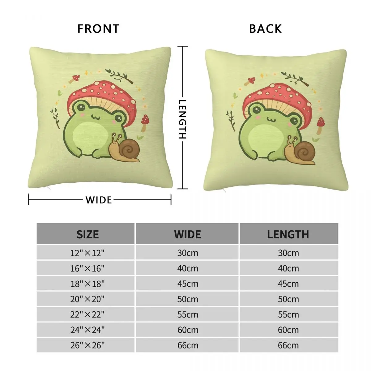 Frog Toadstool Mushroom Hat Snail Square Pillowcase Polyester Linen Velvet Printed Decor Pillow Case Home Cushion Cover 45x45