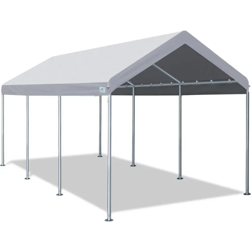 

10x20 ft Adjustable Height Carport Heavy Duty Car Canopy Garage Shelter Boat Wedding Party Tent, No Sidewall, Grey