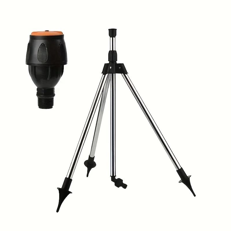 360° Automatic Rotating Sprinkler Set. Stainless Steel Adjustable Tripod, Durable Plastic for Lawn & Garden Watering.