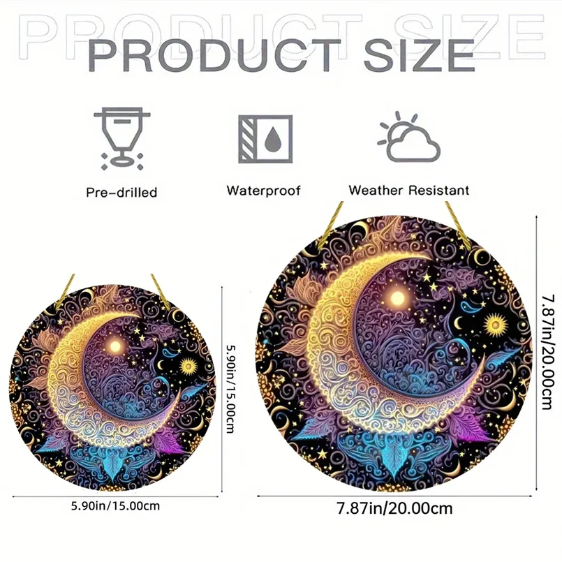 Yin and Yang Aesthetic Art,Sun and Moon God, Sun Catcher, Sunshade, Stained Window Hanging,acrylic Creative Round Wreath Sign