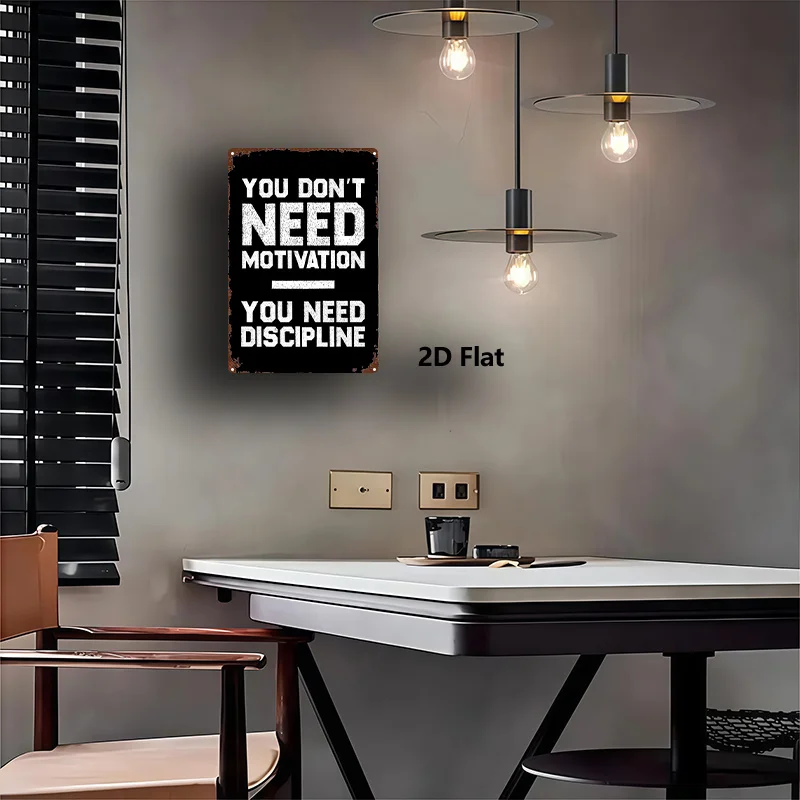 2D Flat, 1pc, Metal Sign, You Need Discipline Not Motivation Hustle & Gym Wall Art, Retro Hanging Painting Suitable for Home, Ba