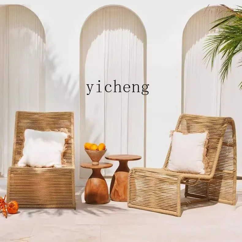 YFY  Outdoor Sofa Courtyard Villa Balcony Single Rattan Chair Homestay Outdoor Terrace Rattan Sofa Chair