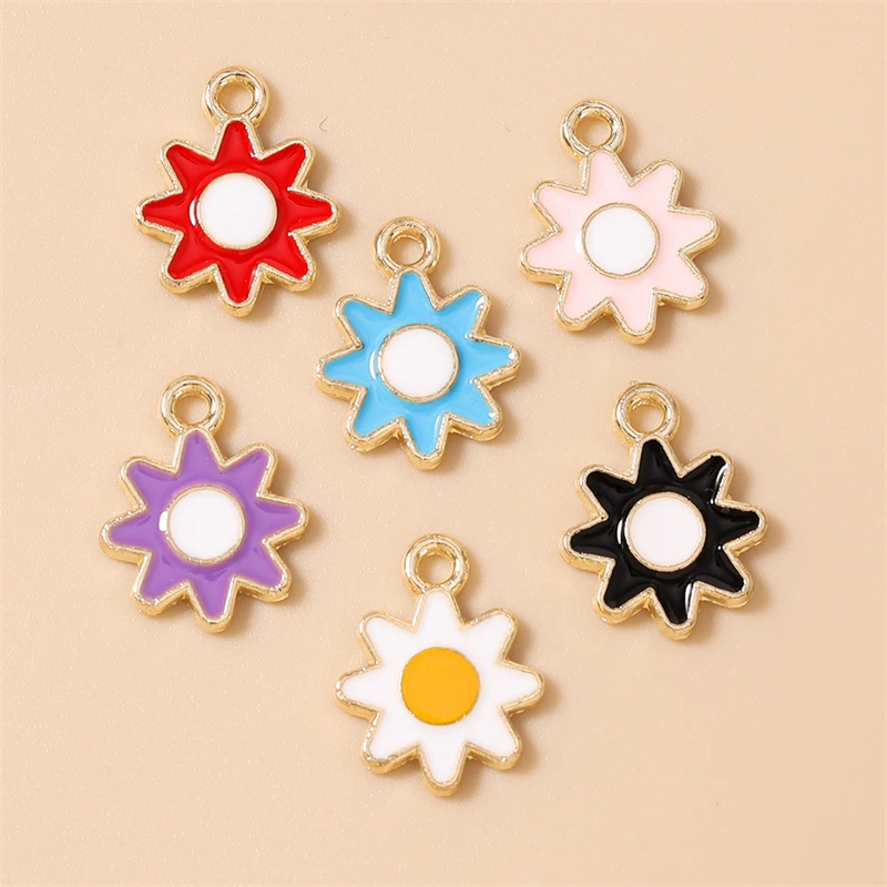 20 Stück 12x16mm Niedliche Bunte Emaille-Sonnen-Anhänger für die Herstellung von Halsketten, Ohrringen, Armbändern, DIY-Handwerk und Schmuckzubehör – Detail 11