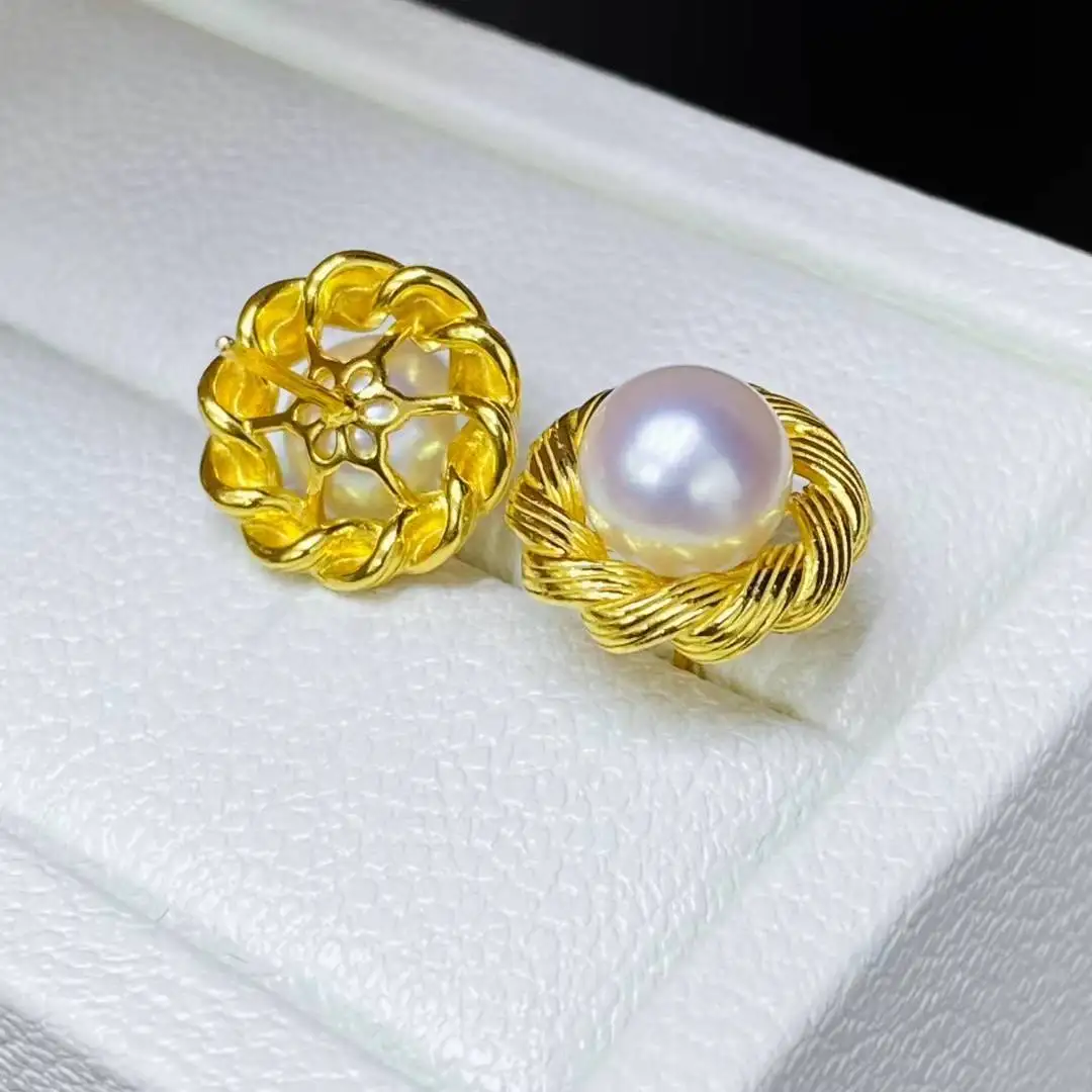 

Оптовая продажа, серьги из стерлингового серебра 925 пробы, фурнитура, базовые монтажные детали, аксессуар для жемчуга 7-8 мм, 5 пар/лот