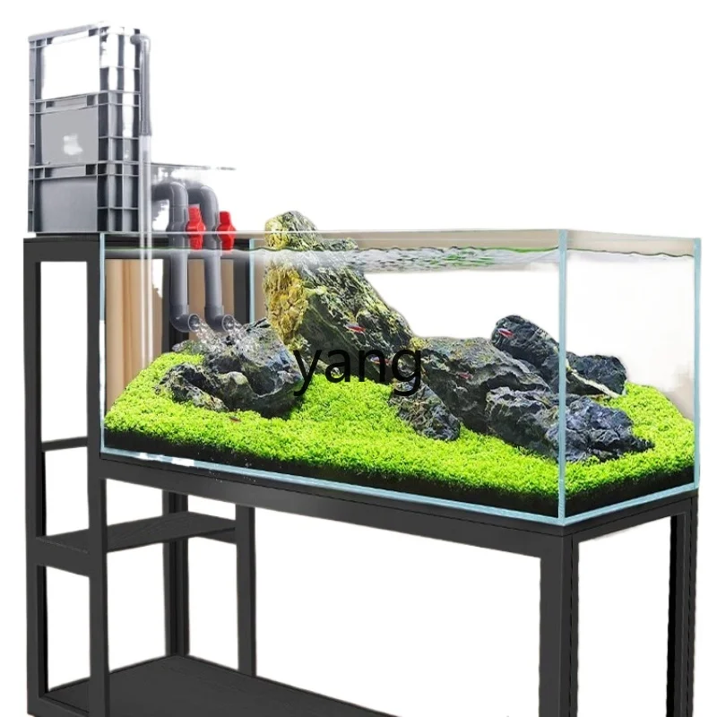 

Yjq Full Set Filter Gold Crystal Super White Aquarium Thickened Steel Rack Double Layer Breeding Fish Tank