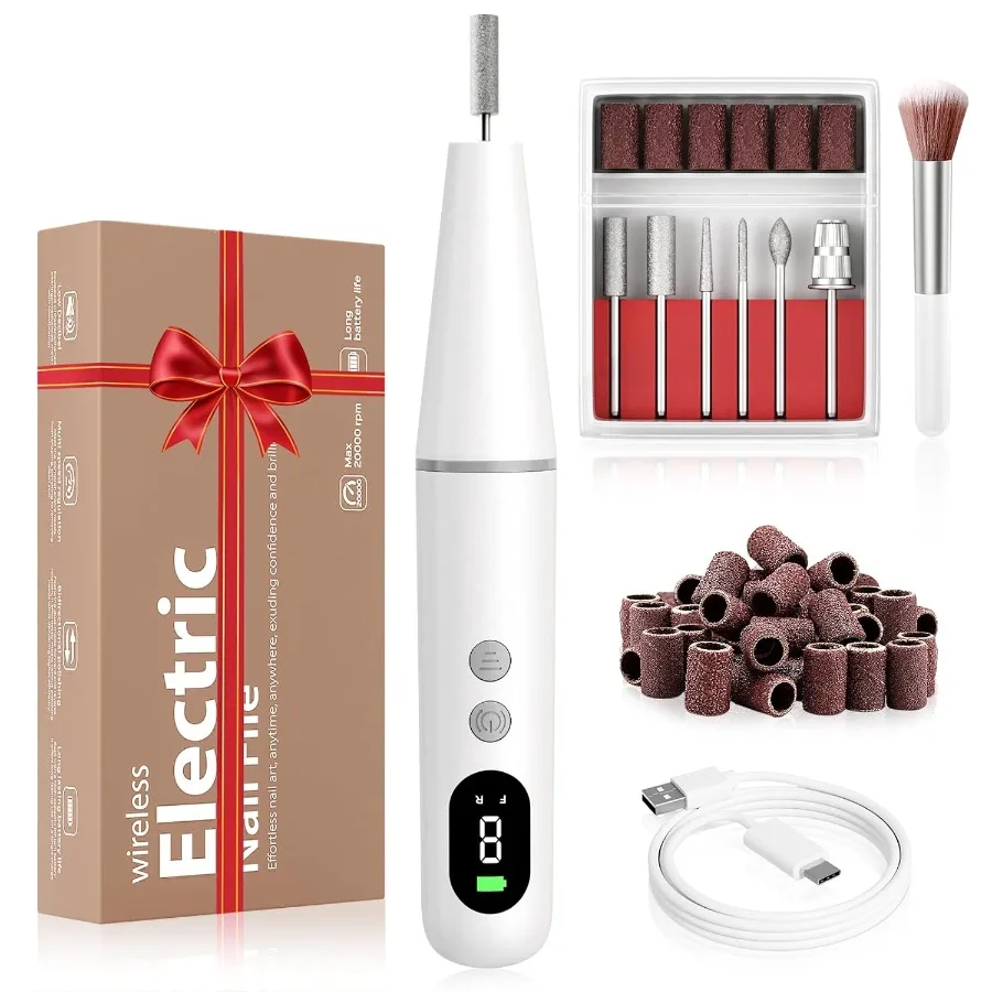 

Professional 9Speed Cordless Electric Nail Drill Kit with LED Display for Acrylic Gel Nails Portable Nail File Machine for Hand