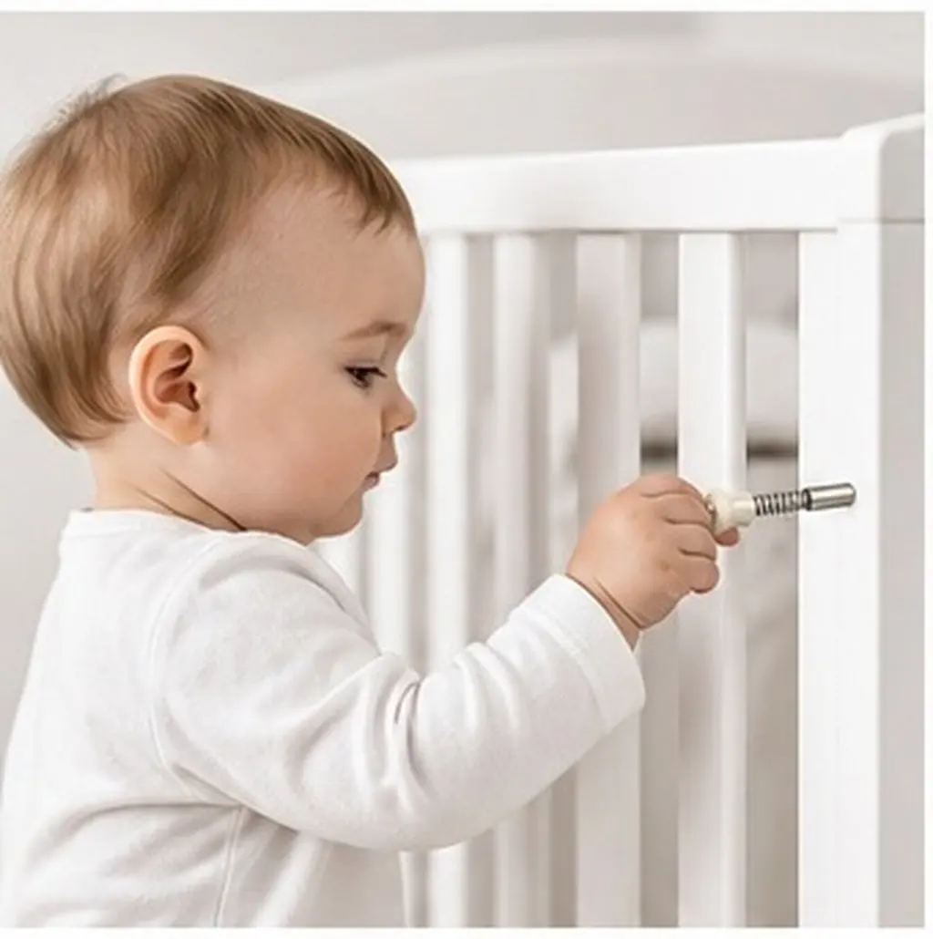 Stainless Steel Spring Loaded Latch 4 Pack for Cribs Beds Furniture Storage Doors and Pigeon Cages