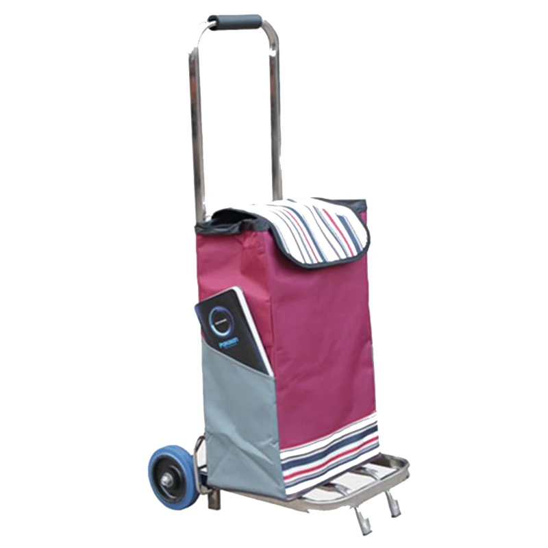 Stainless steel small cart, luggage cart, trolley, driver, trailer, silent two wheel folding cart, shopping cart, vegetable cart