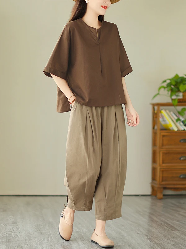 

Sli Хлопково-льняной комплект из двух предметов, женский модный утягивающий костюм в стиле ретро, весна-лето, Новое поступление, одежда для полного дня